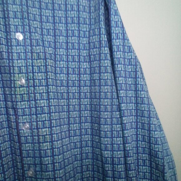 King Size Shirt 4XL Men Button Up Long Sleeve Pattern Green Blue - Picture 6 of 13